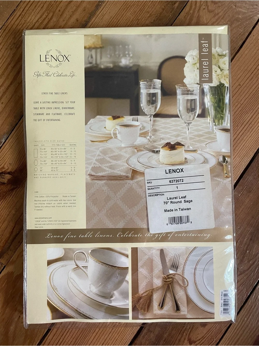 Lenox Olive Green Laurel Leaf Round Tablecloth